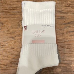 Calia Women's Gripper Crew Socks - White and Gray